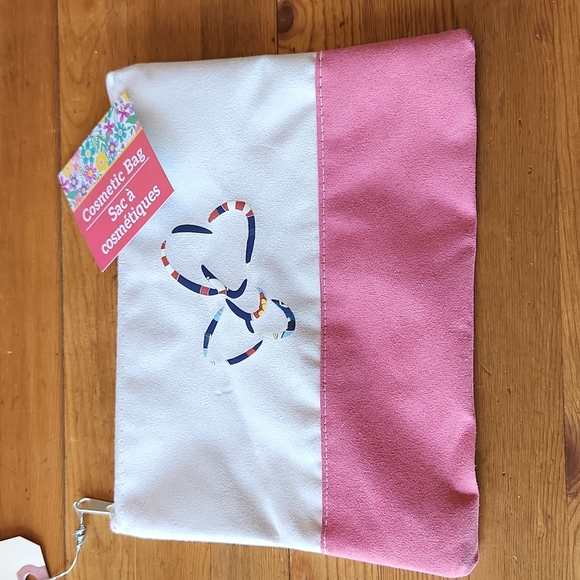 Cosmetic White & Pink 7.5x6" Bag with Funk As Duck "Daisy" NWT - Picture 2 of 2